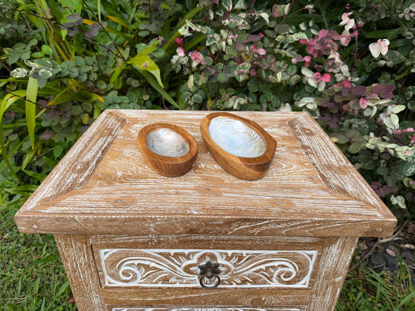 Teak & Mother of Pearl Shell Dish · Small or Medium