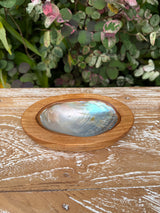 Teak & Mother of Pearl Shell Dish · Small or Medium