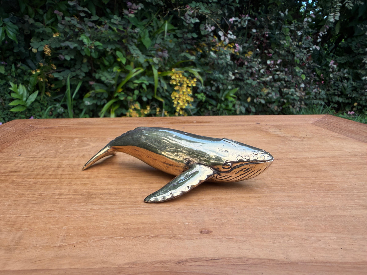 Brass Humpback Whale Statue — Balinese Bronze — Hand-Cast
