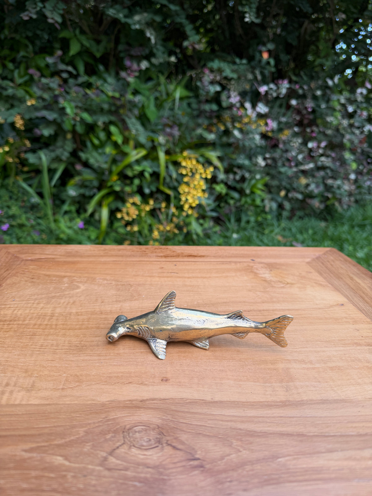Brass Hammerhead Shark Statue — Balinese Bronze — Hand-Cast