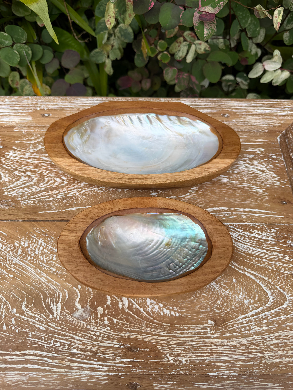 Teak & Mother of Pearl Shell Dish · Small or Medium