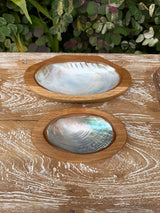 Teak & Mother of Pearl Shell Dish · Small or Medium