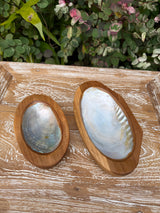 Teak & Mother of Pearl Shell Dish · Small or Medium