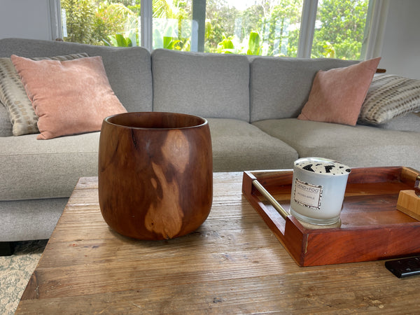 Lathe-Turned Milo Wood Bowl · 8” Tall · Chainsaw Willy · Made on Maui