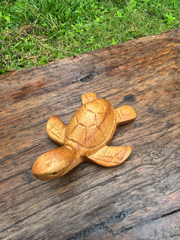 Hand-Carved Wooden Sea Turtle - 3” Honu (Brown)