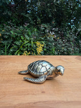 Brass Sea Turtle Statue — Large — Balinese Bronze — Hand-Cast