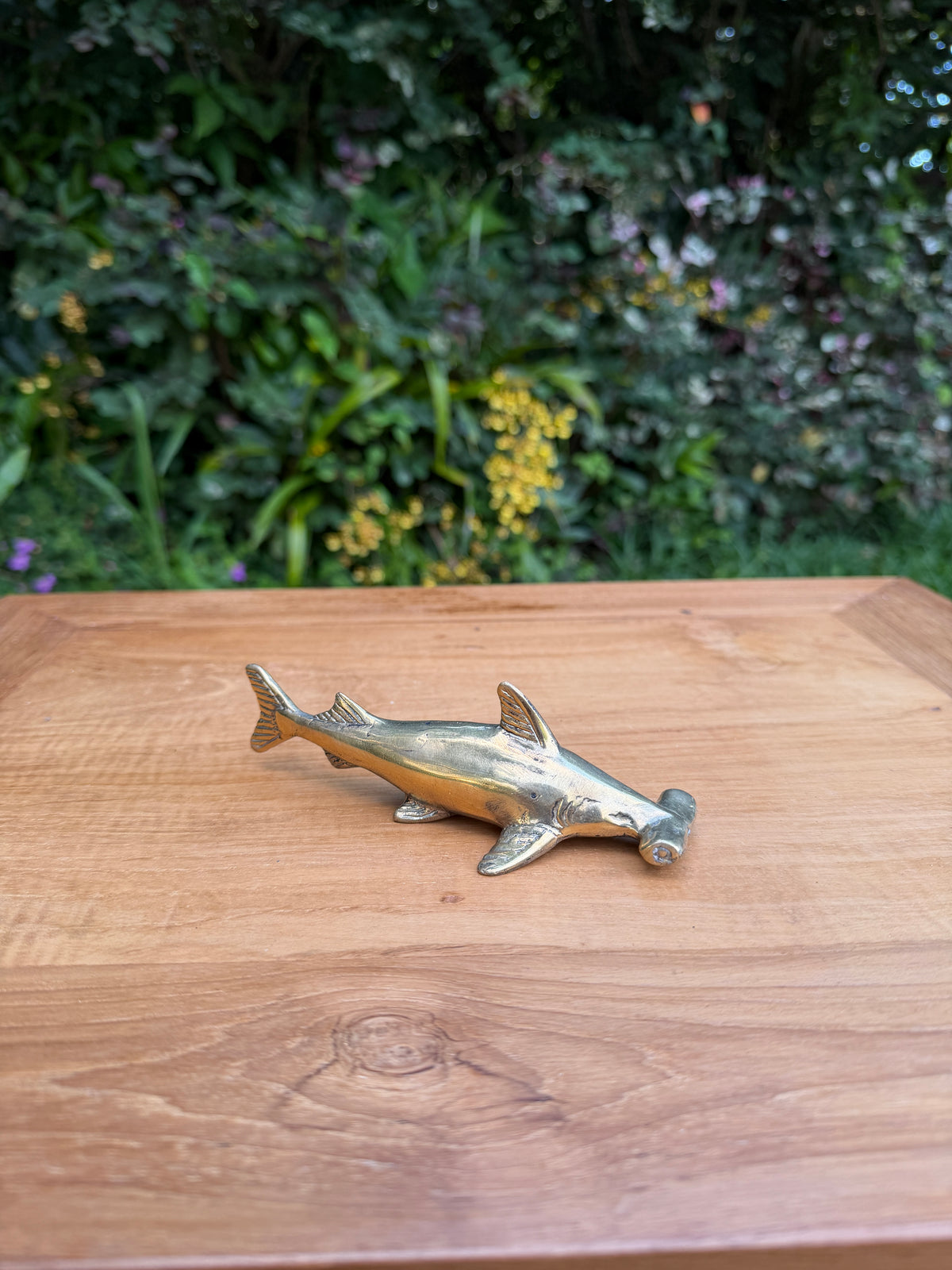 Brass Hammerhead Shark Statue — Balinese Bronze — Hand-Cast
