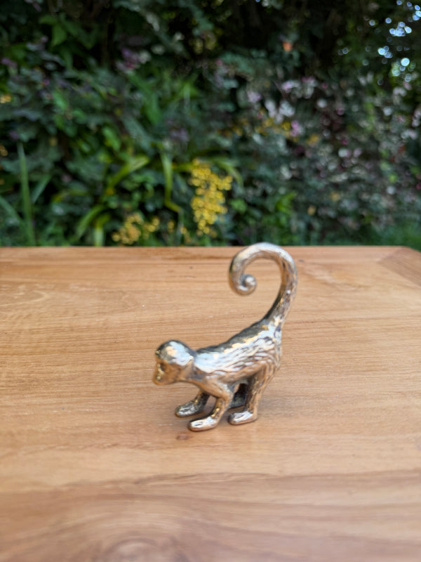 Brass Long-Tail Monkey Statue — Balinese Bronze — Hand-Cast