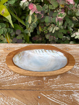 Teak & Mother of Pearl Shell Dish · Small or Medium