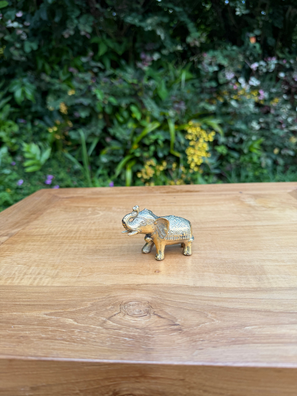 Brass Elephant Statue — Trunk Up — Balinese Bronze — Hand-Cast