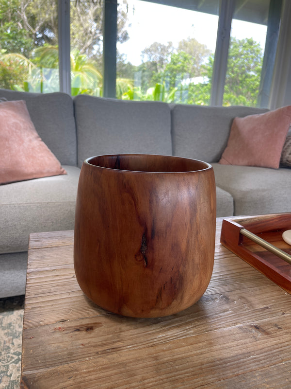 Lathe-Turned Milo Wood Bowl · 8” Tall · Chainsaw Willy · Made on Maui
