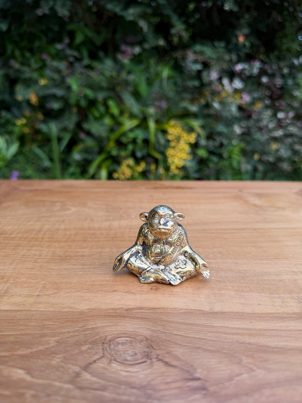 Brass Meditation Monkey Statue