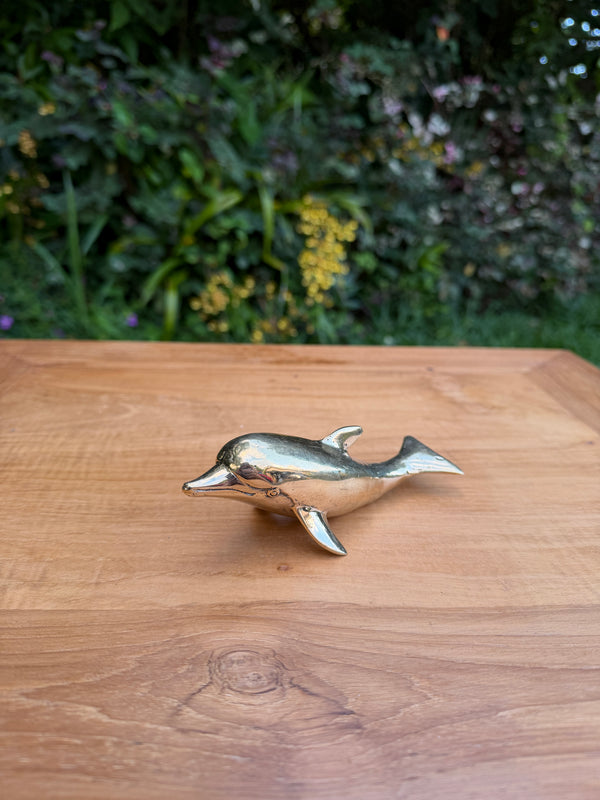Brass Dolphin Statue — Balinese Bronze — Hand-Cast