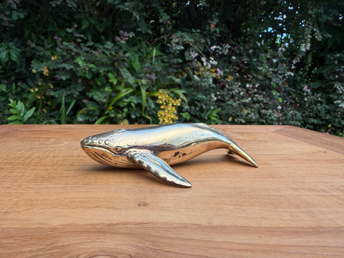 Brass Humpback Whale Statue — Balinese Bronze — Hand-Cast