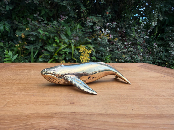 Brass Humpback Whale Statue — Balinese Bronze — Hand-Cast