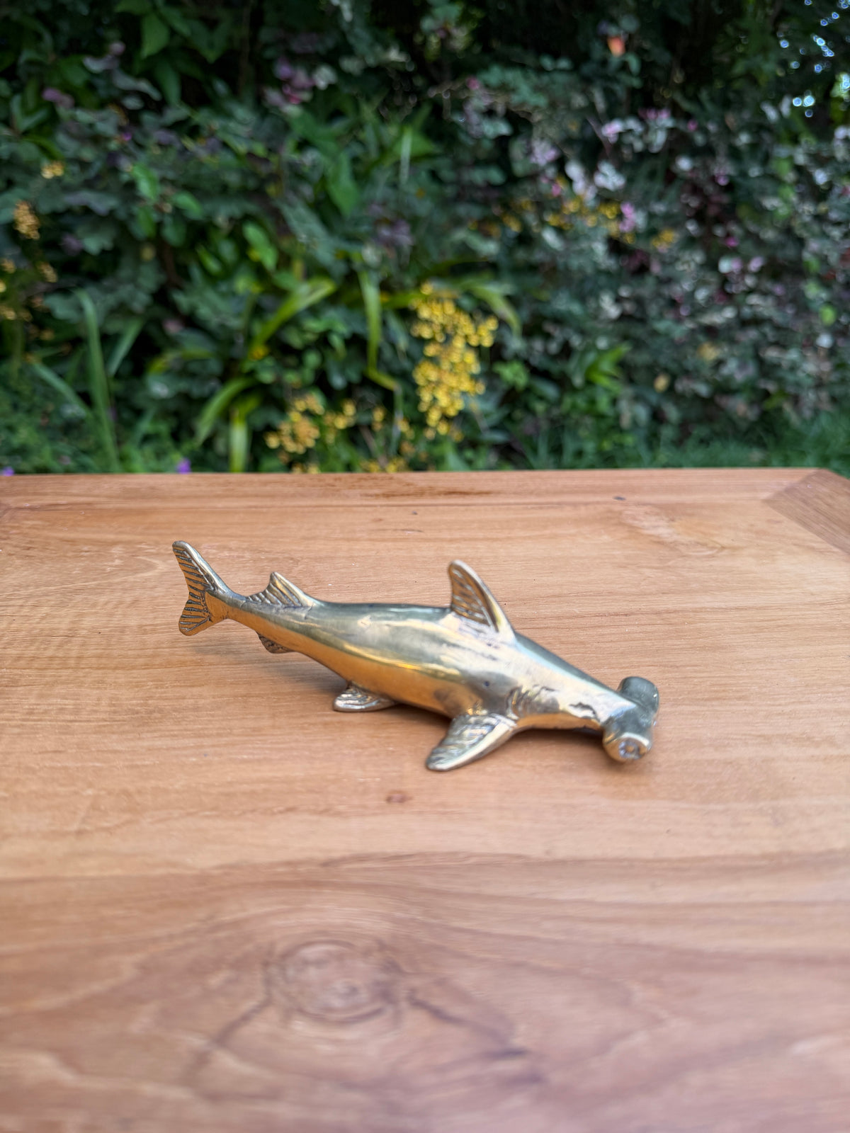 Brass Hammerhead Shark Statue — Balinese Bronze — Hand-Cast