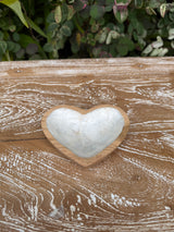 Teak & Mother of Pearl Heart Dish · Small