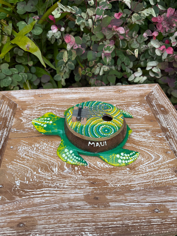 Hand-Painted Sea Turtle Kalimba · Coconut Shell Thumb Piano