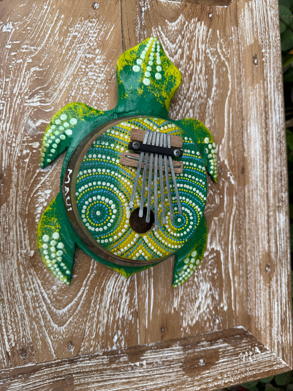 Hand-Painted Sea Turtle Kalimba · Coconut Shell Thumb Piano