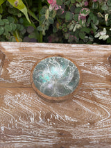 Teak & Mother of Pearl Mosaic Bowl · 5”