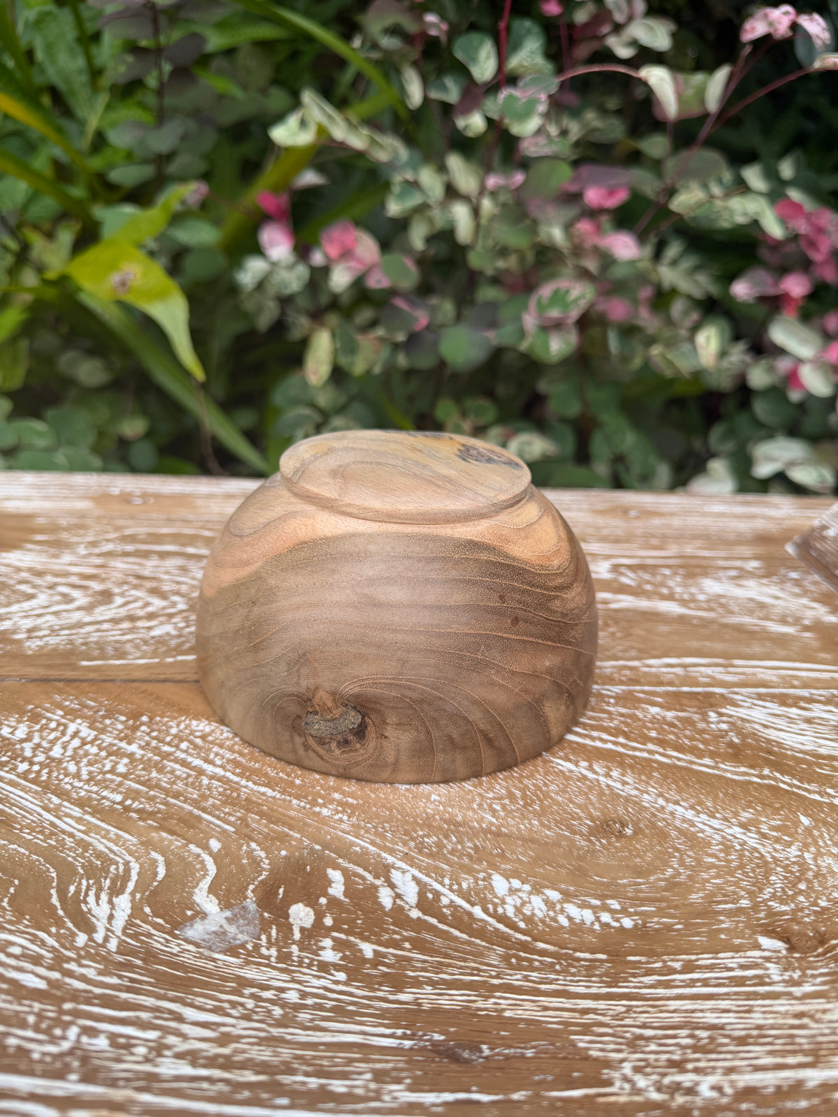 Teak & Mother of Pearl Mosaic Bowl · 5”