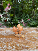 Hand-Carved Monkey Pod Mushroom Cluster · Mini Wood Sculpture