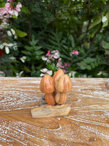 Hand-Carved Monkey Pod Mushroom Cluster · Mini Wood Sculpture