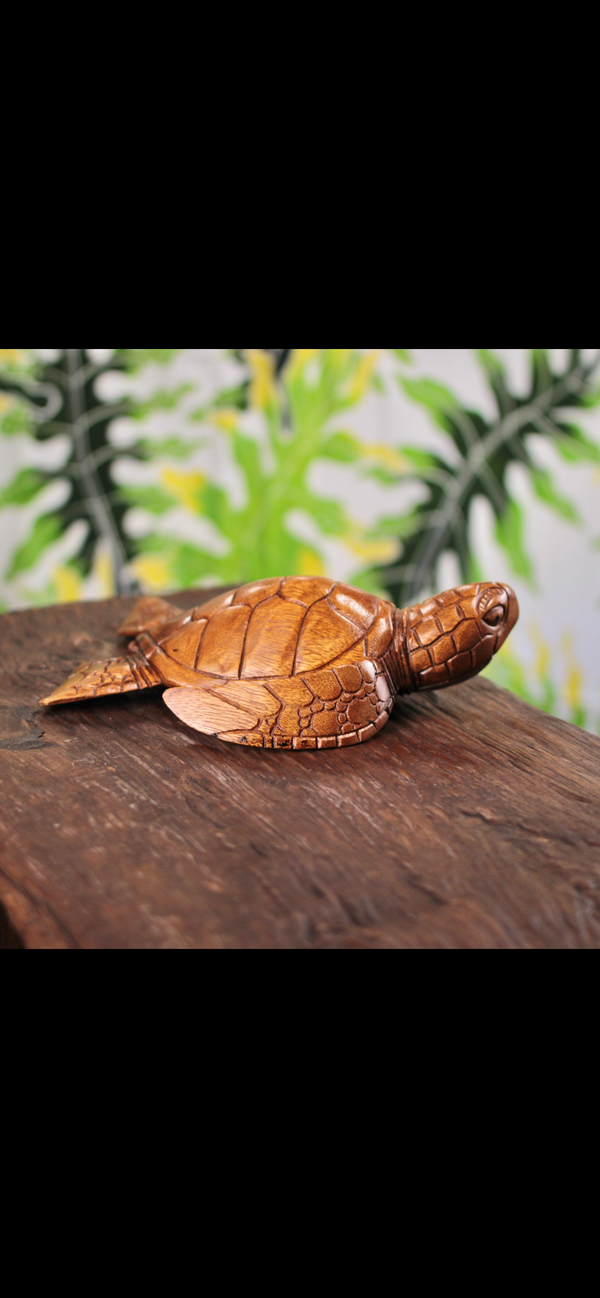 Hand-Carved Wooden Sea Turtle · 6" Honu