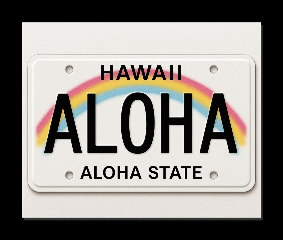 "ALOHA" Hawaiʻi License Plate Magnet — Aloha State Rainbow Souvenir