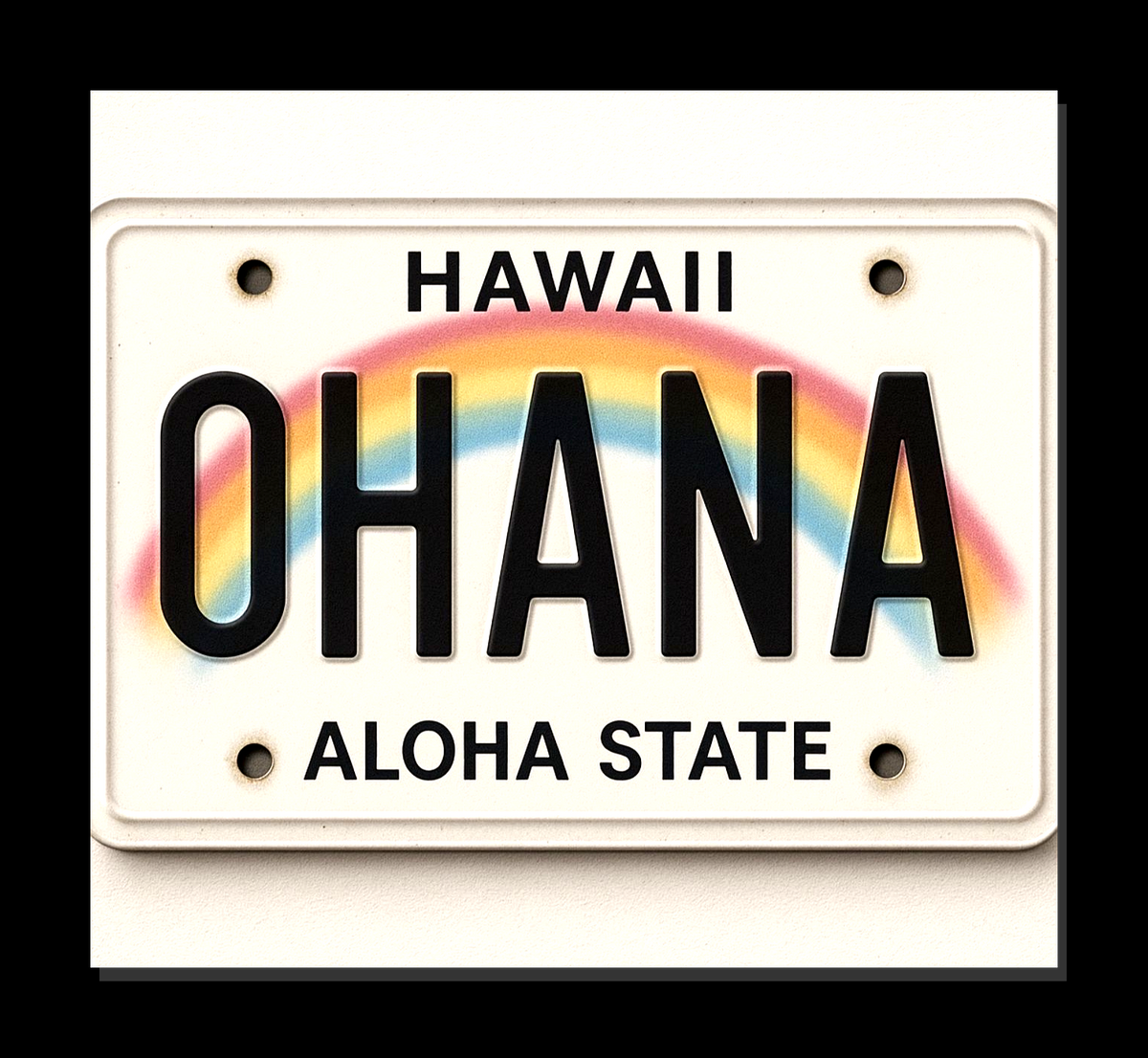 "OHANA" Hawaiʻi License Plate Magnet — Aloha State Rainbow Souvenir