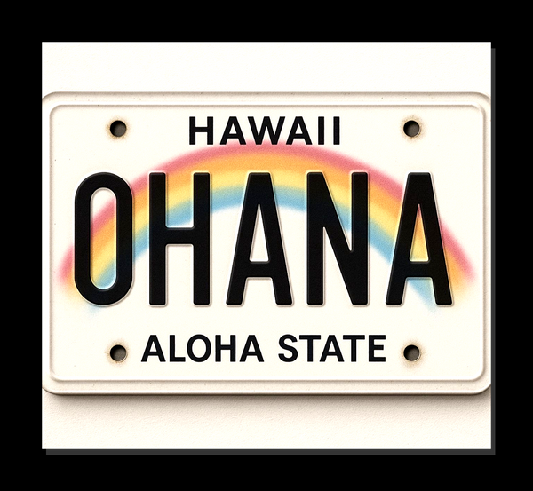"OHANA" Hawaiʻi License Plate Magnet — Aloha State Rainbow Souvenir