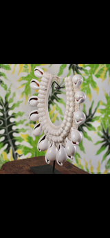 Handcrafted Shell Necklace on Stand · Tribal Décor