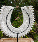White Conch Shell Necklace on Stand · Tribal Décor