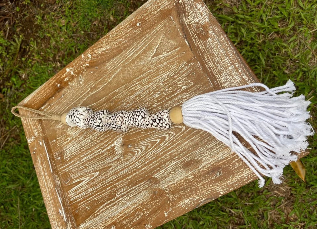 Spotted Cone Shell Hanging Décor with Tassel · Coastal Boho