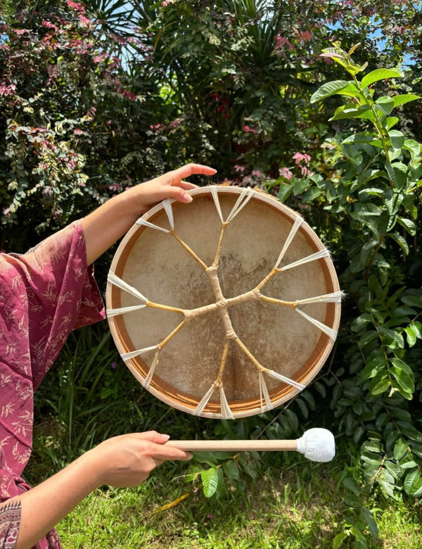 Handcrafted Shamanic Drum · 16" Goat Hide with Mallet & Bag