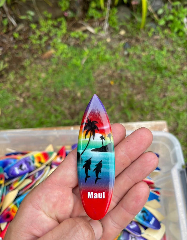 Maui Surfboard Magnet · Mini Wooden Souvenir