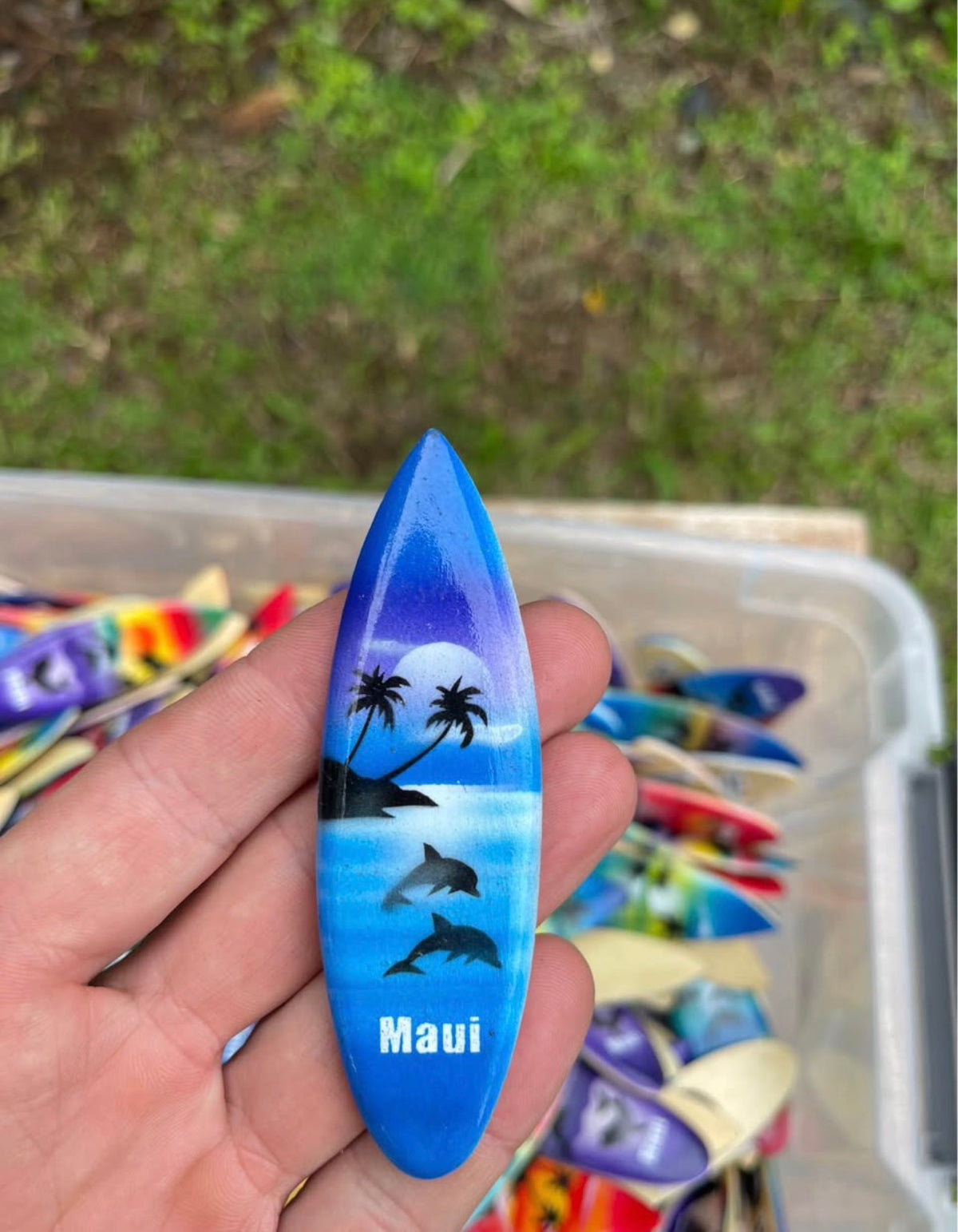Maui Surfboard Magnet · Mini Wooden Souvenir