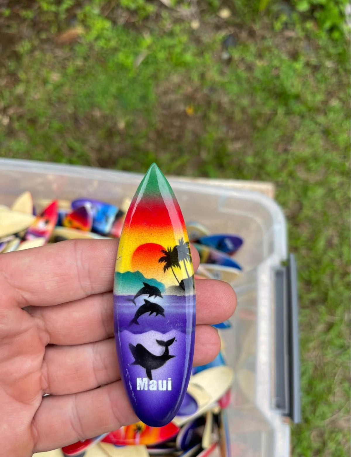 Maui Surfboard Magnet · Mini Wooden Souvenir
