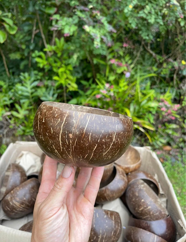 Natural Coconut Shell Bowl · Hand-Sanded · Eco-Friendly