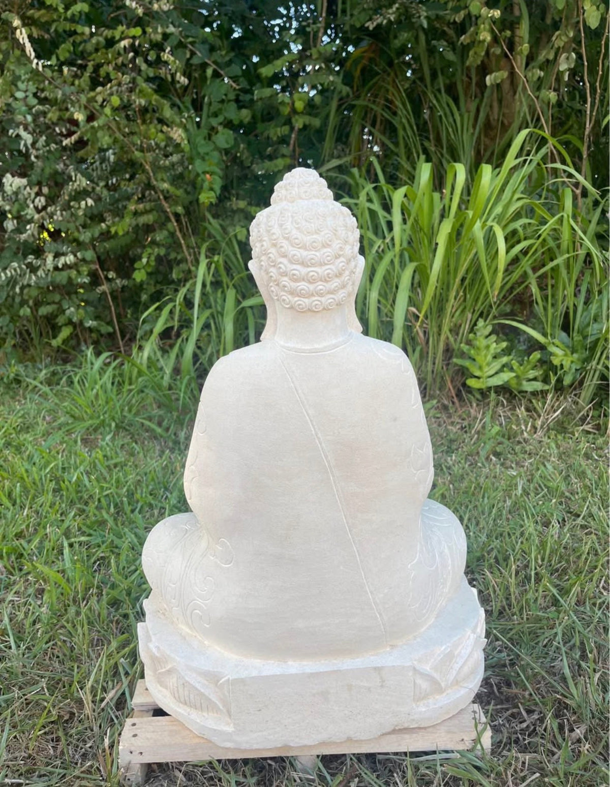 Pōhaku Buddha — "Serenity in Stone" | Hand-Carved Salt Limestone Seated Buddha, Namaste Mudra