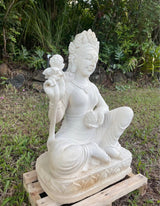 Pōhaku Goddess — "Lotus Bearer" | Hand-Carved Stone Goddess Seated in Meditation