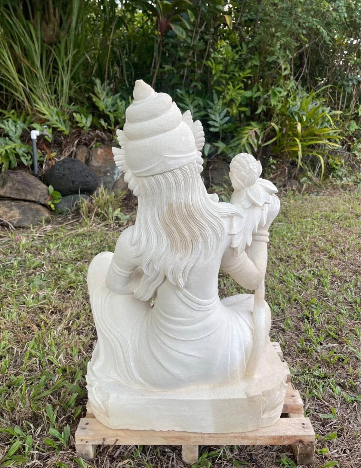 Pōhaku Goddess — "Lotus Bearer" | Hand-Carved Stone Goddess Seated in Meditation