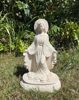 Pōhaku Goddess — "Divine Grace" | Hand-Carved Limestone Standing Goddess with Halo