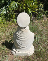 Pōhaku Goddess — "Divine Grace" | Hand-Carved Limestone Standing Goddess with Halo