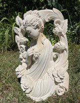 Pōhaku Goddess — "Garden of Stone" | Hand-Carved Limestone Goddess with Rose Vine Arch
