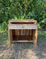 Hand-Carved Teak Cabinet — Durian Tree & Monkey Design | Solid Teak with Whitewashed Carved Panels