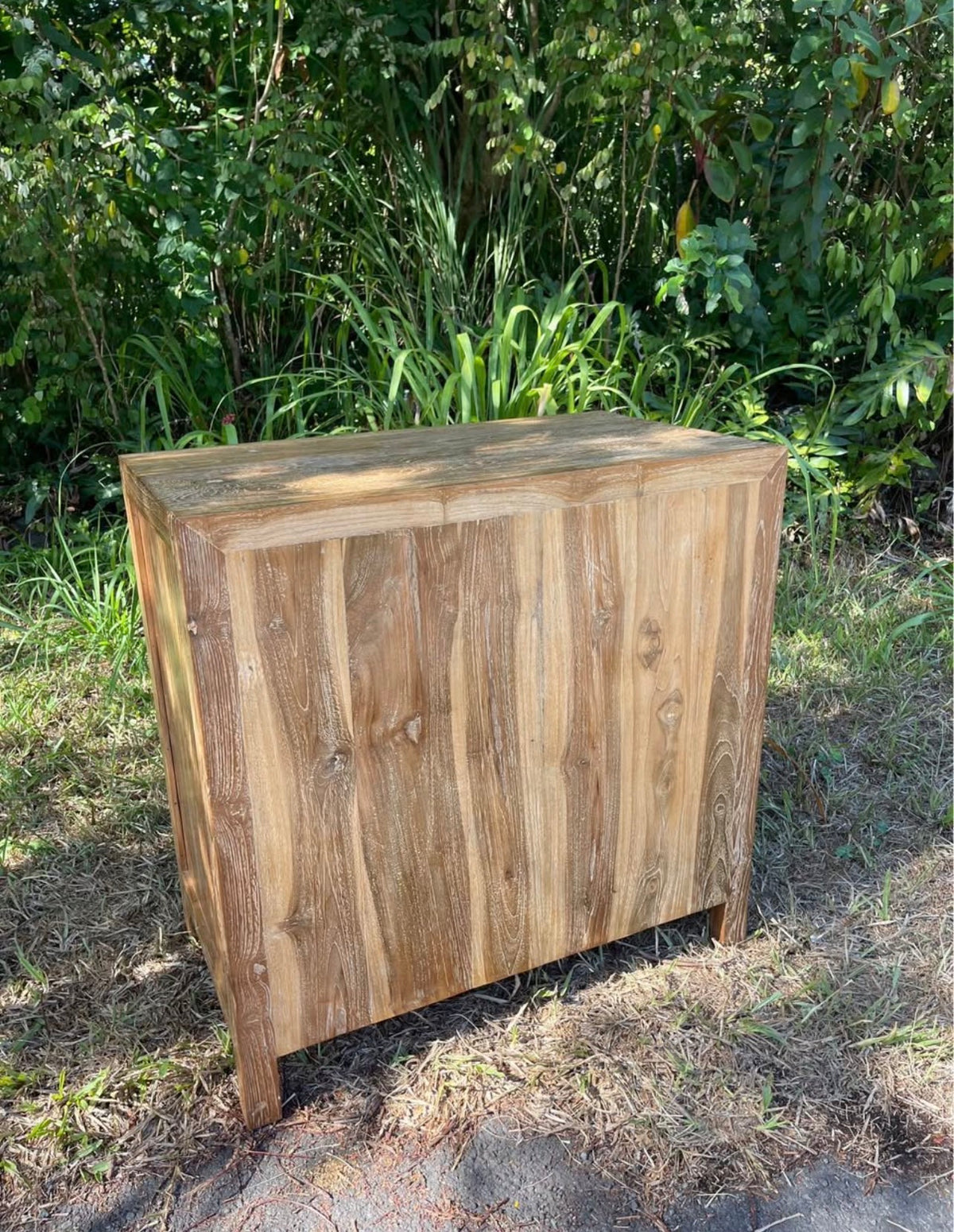 Hand-Carved Teak Cabinet — Durian Tree & Monkey Design | Solid Teak with Whitewashed Carved Panels