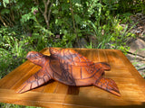 Hand-Carved Sea Turtle with Baby · Monkeypod Wood · 12”