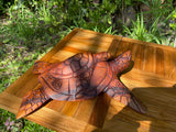 Hand-Carved Sea Turtle with Baby · Monkeypod Wood · 12”