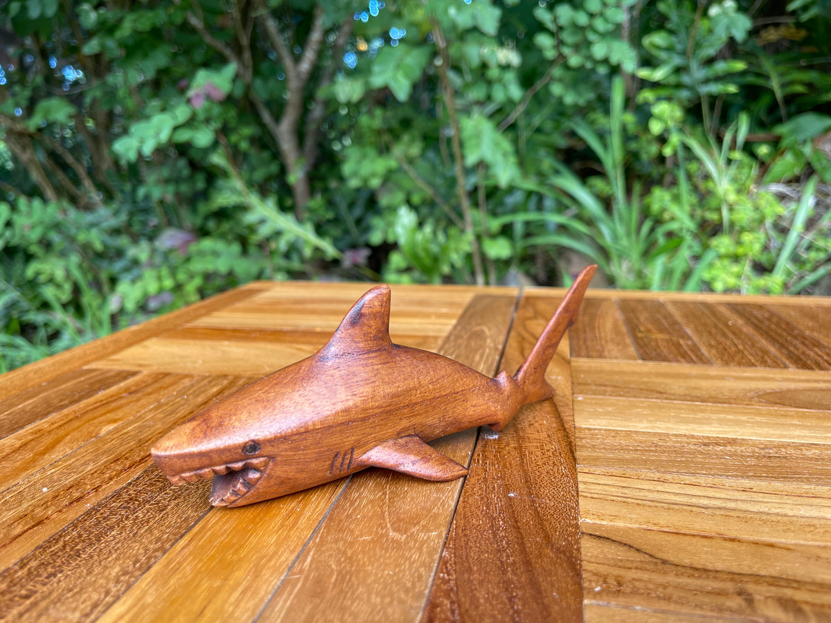 Hand-Carved Wooden Shark · 8" Manō